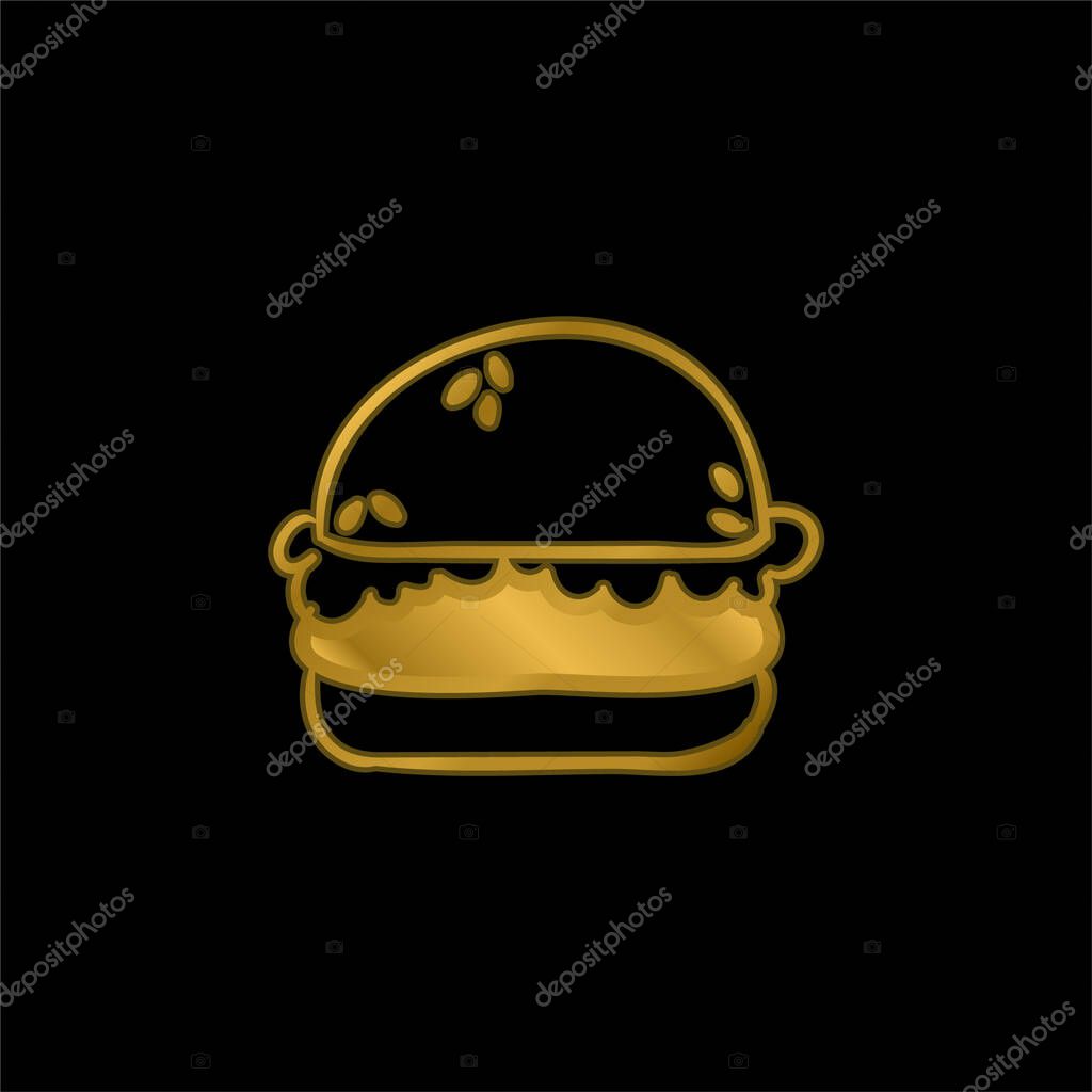 Bread gold plated metalic icon or logo vector