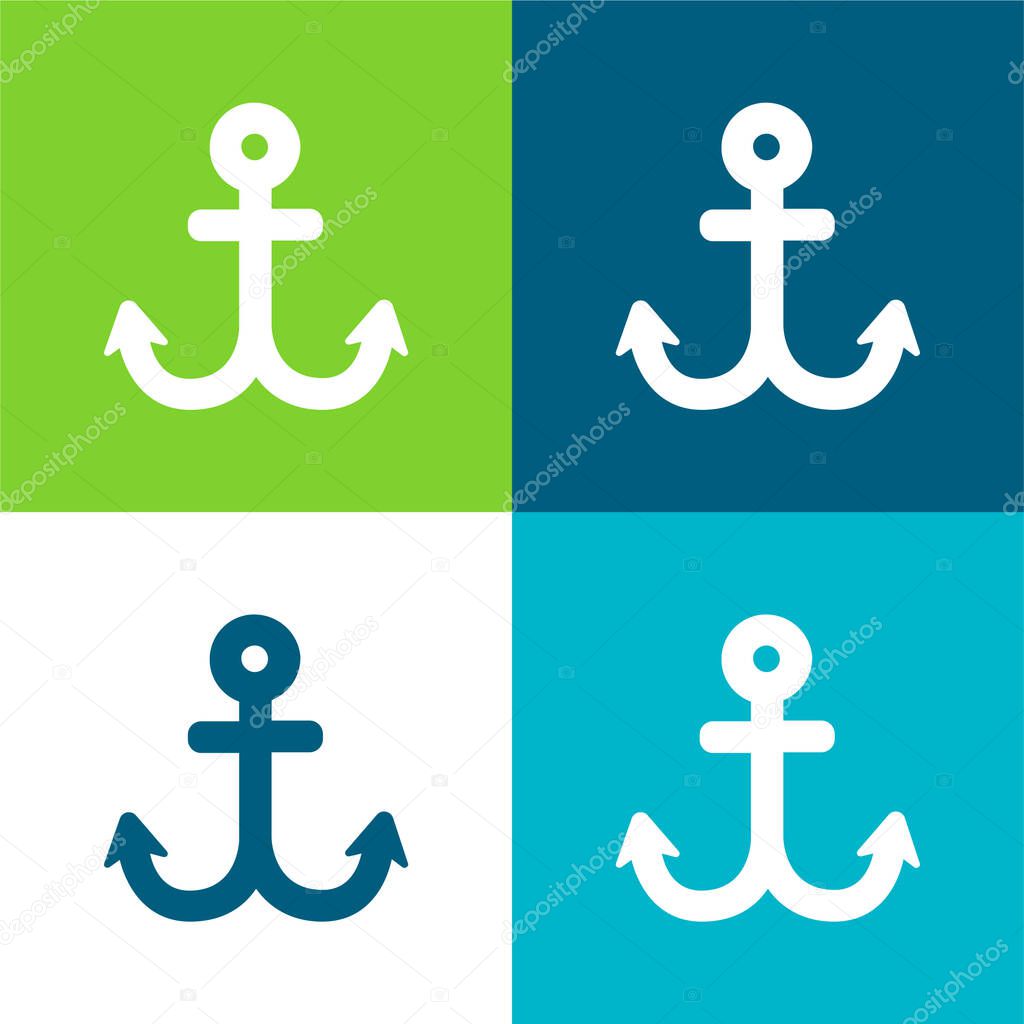Boat Anchor Flat four color minimal icon set