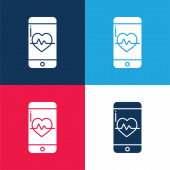App modrá a červená čtyři barvy minimální ikona nastavena