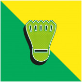 Badmintom Cock Zelená a žlutá moderní 3D vektorové ikony logo