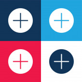 Sčítání Tlačítko modré a červené čtyři barvy minimální ikona nastavena