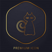 Black Cat golden line premium logo or icon