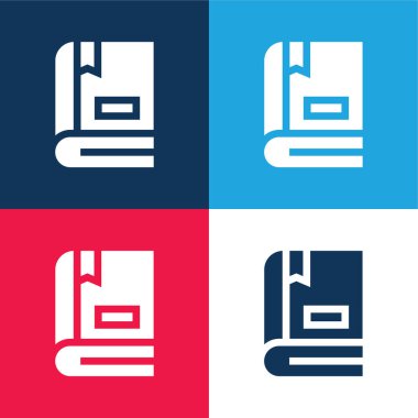 Kitaplar mavi ve kırmızı dört renk asgari simge kümesi