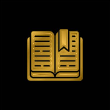 Kitap altın kaplamalı metalik simge veya logo vektörü