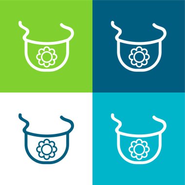 Bir Çiçek Düz Düz Düz Düz Renkli Bebek Önlüğü Çizgisi En düşük simgesi