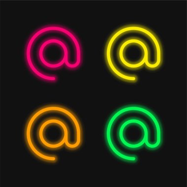Arroba dört renk parlayan neon vektör simgesi