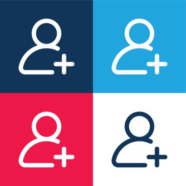 Kullanıcı mavi ve kırmızı dört renk minimal simgesi seti ekle