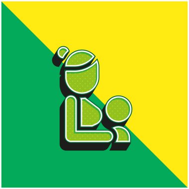 Emzirme Yeşil ve sarı modern 3D vektör simgesi logosu