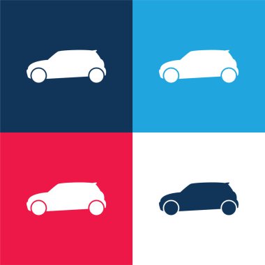 Siyah Araç Tarafı Görünümü Mavi ve Kırmızı Minimum Renk Simgesi