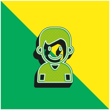 Çocuk Yeşil ve Sarı Modern 3D vektör simgesi logosu