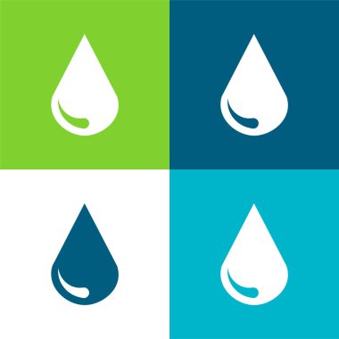 Big Blood Drop Flat four color minimal icon set clipart