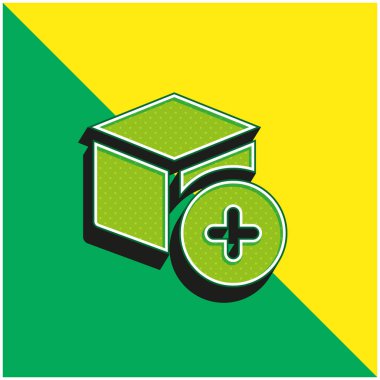 Yeşil ve sarı modern 3d vektör simgesi ekle