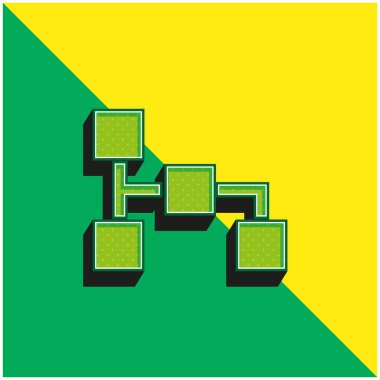 Blok Şeması Yeşil ve sarı 3D vektör simgesi logosu