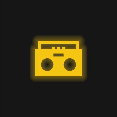 Müzik seti sarı parlayan neon simgesi