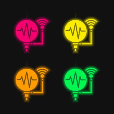 Parlak neon vektör simgesi olan dört renk yardımcısı