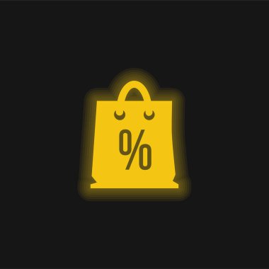 İndirim Sembollü Sarı Parlak Neon Simgesi Torbası