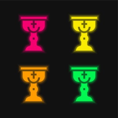 Baptism four color glowing neon vector icon clipart