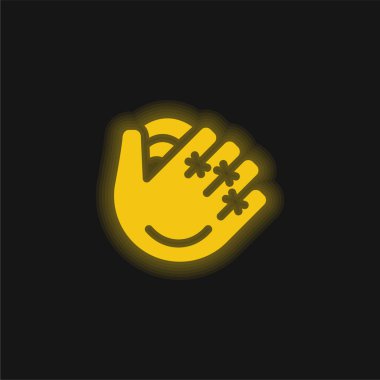 Beyzbol eldiveni sarı parlak neon simgesi