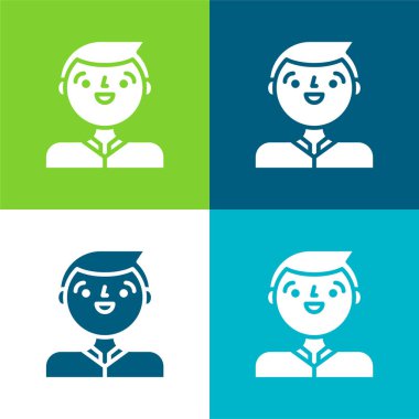 Oğlan Düz 4 renk en küçük simge seti