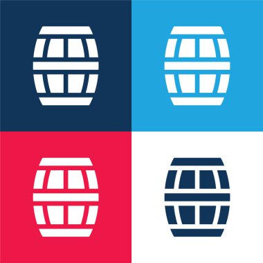 Fıçı mavi ve kırmızı dört renk minimal simge kümesi