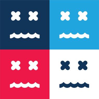 Annulled Emoticon Square Face blue and red four color minimal icon set