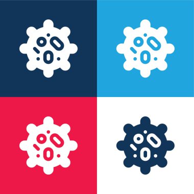 Biyoloji mavi ve kırmızı dört renk minimal simge kümesi