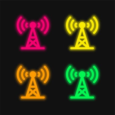 Anten dört renk parlayan neon vektör simgesi