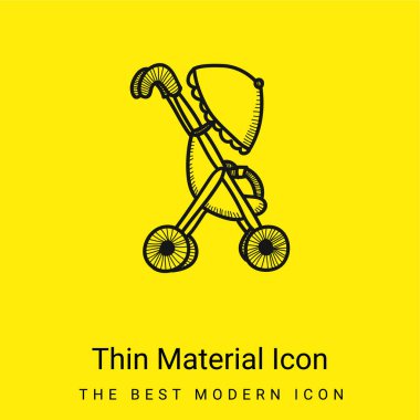Baby Cart With An Umbrella minimal bright yellow material icon clipart