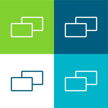 2 Squares Flat four color minimal icon set clipart