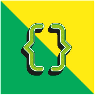 Parantezler Yeşil ve sarı modern 3d vektör simgesi logosu