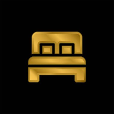 Yatak altın kaplamalı metalik simge veya logo vektörü