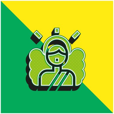 Melek Yeşil ve Sarı Modern 3D vektör simgesi logosu