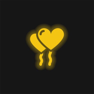 Balonlar sarı parlayan neon simgesi