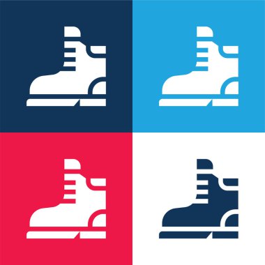 Çizmeler mavi ve kırmızı dört renk minimal simge kümesi