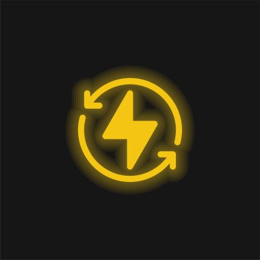 Bolt yellow glowing neon icon clipart