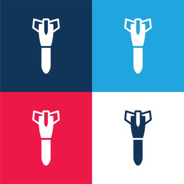 Bomba mavi ve kırmızı dört renk en küçük simge kümesi