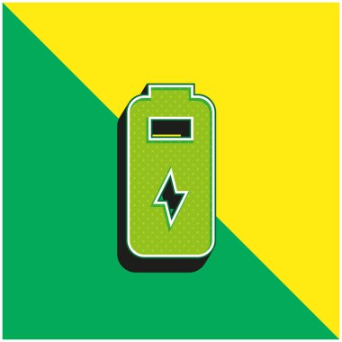 Pil Yeşil ve Sarı modern 3D vektör simgesi logosu