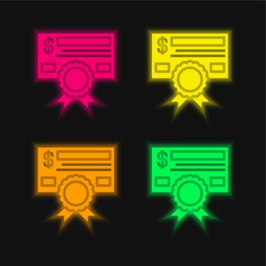 Parlayan dört renk neon vektör simgesini bağlar