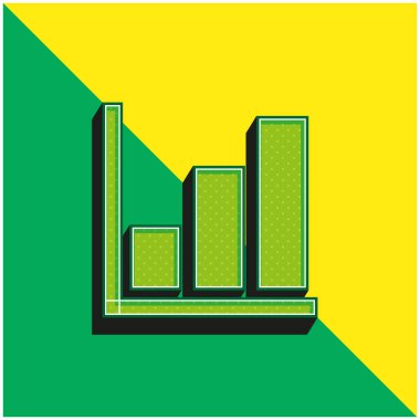 Çubuk Grafik Yeşil ve Sarı 3D vektör simgesi logosu