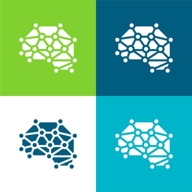 Yapay Zeka Düz Düz 4 renk minimal simgesi seti