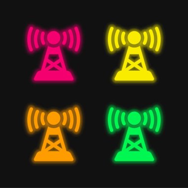 Anten dört renk parlayan neon vektör simgesi