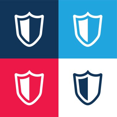 Big Defense Shield blue and red four color minimal icon set clipart