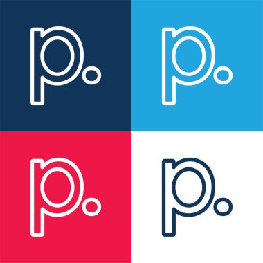 Belarus Ruble Para Birimi Sembolü Mavi ve kırmızı dört renk simgesi seti