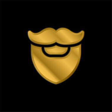 Sakallı altın kaplama metalik simge veya logo vektörü
