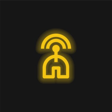 Bluetooth Radar Signal yellow glowing neon icon clipart