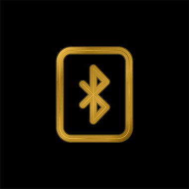 Bluetooth altın kaplama metalik simge veya logo vektörü