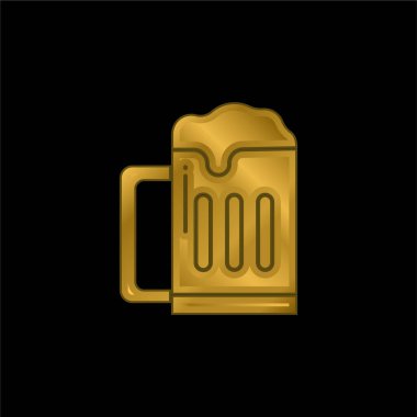 Bira altın kaplama metalik simge veya logo vektörü