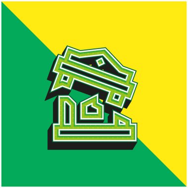 Yeşil ve sarı modern 3D vektör simgesi logosu