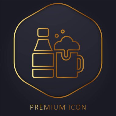Bira kupası altın çizgi prim logosu veya simgesi