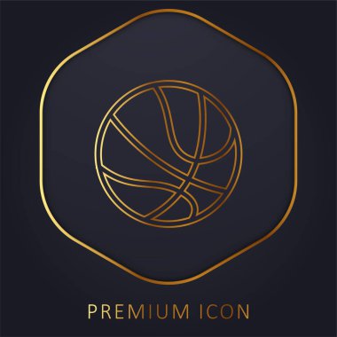 Basketbol topu varyasyonu altın çizgi logosu veya simgesi